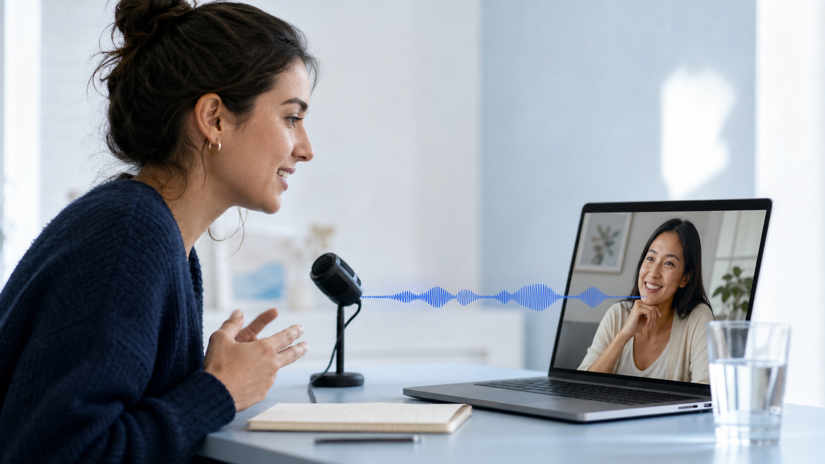Two learners connected through a live conversation